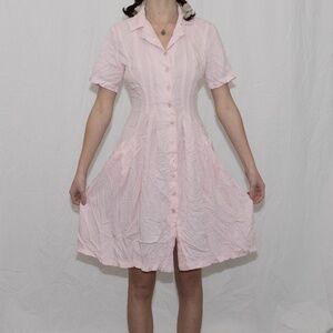 Vintage 80s pleated mini dress pink size 10 together rayon